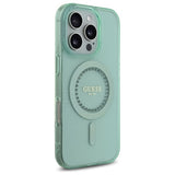 Husa de protectie Guess IML Rhinestones MagSafe (GUHMP16LPFTDTEN) compatibil cu iPhone 16 Pro, Verde
