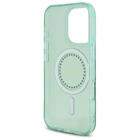 Husa de protectie Guess IML Rhinestones MagSafe (GUHMP16LPFTDTEN) compatibil cu iPhone 16 Pro, Verde