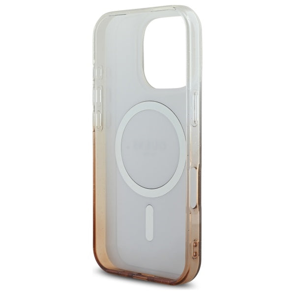 Husa de protectie Guess IML Glitter Gradient MagSafe (GUHMP16LHGRCELW) compatibil cu iPhone 16 Pro, Maro