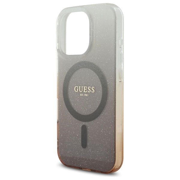 Husa de protectie Guess IML Glitter Gradient MagSafe (GUHMP16LHGRCELW) compatibil cu iPhone 16 Pro, Maro