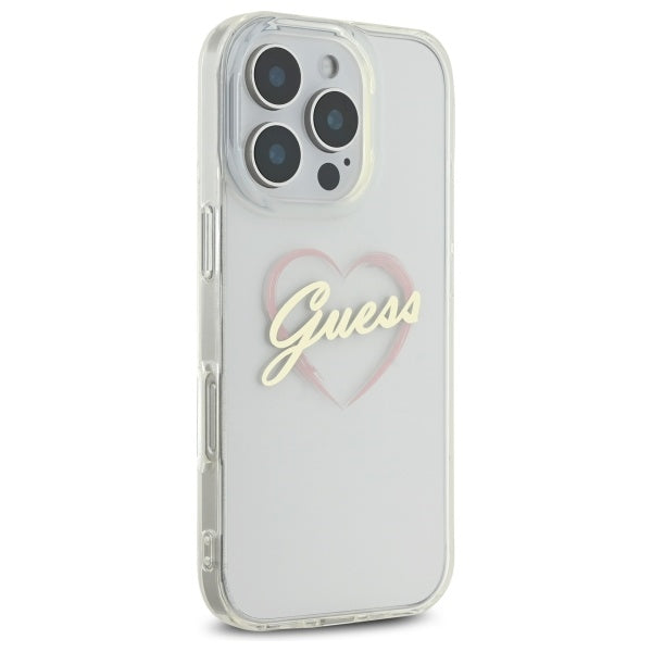 Husa de protectie Guess Hardcase IML Heart (GUHCP16XHCHGSPT) compatibil cu iPhone 16 Pro Max, Transparent