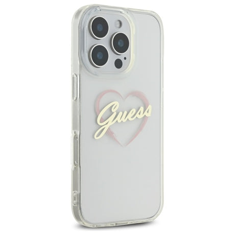 Husa de protectie Guess Hardcase IML Heart (GUHCP16XHCHGSPT) compatibil cu iPhone 16 Pro Max, Transparent