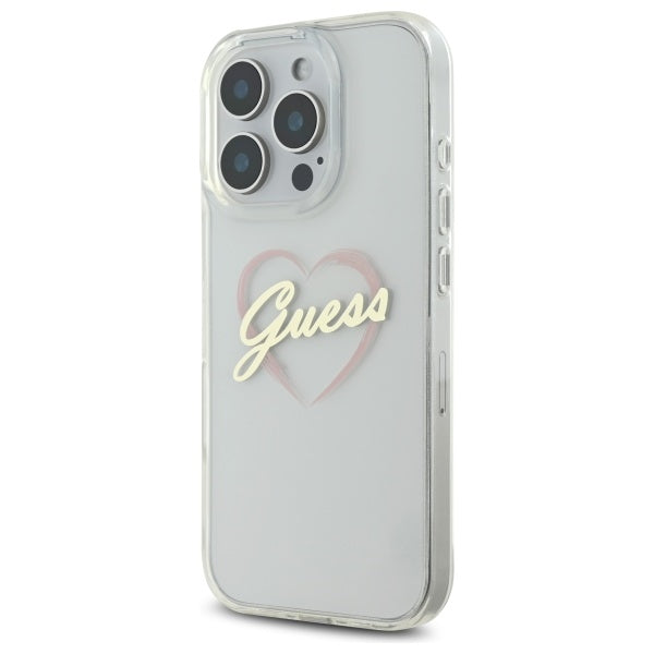 Husa de protectie Guess Hardcase IML Heart (GUHCP16XHCHGSPT) compatibil cu iPhone 16 Pro Max, Transparent
