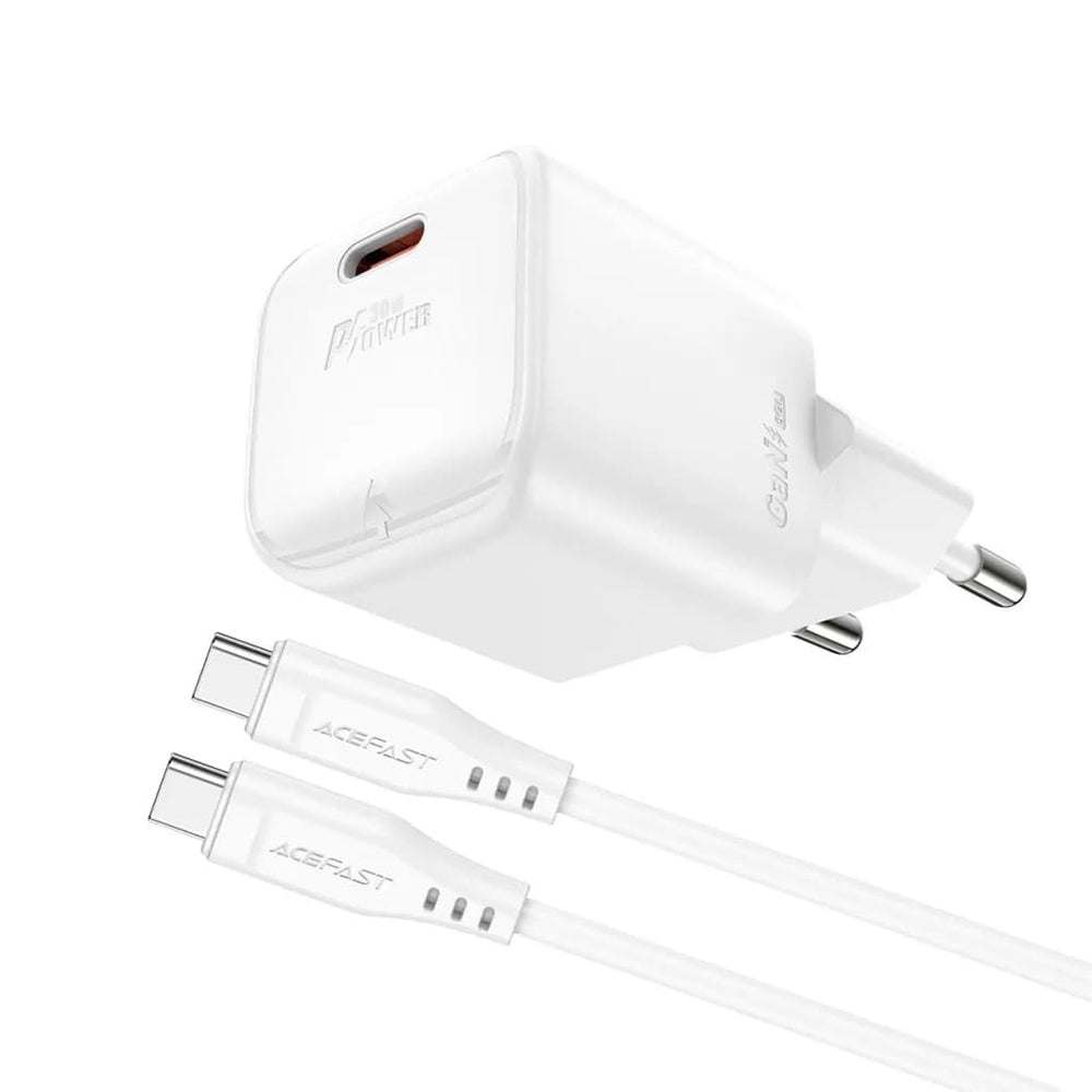 Incarcator Acefast (A77), Type-C, 30W PD, Alb