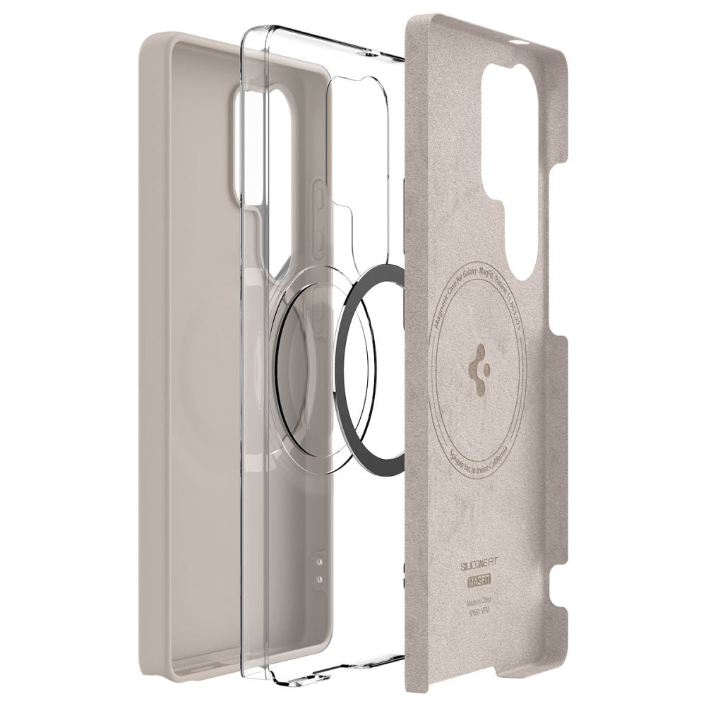 Husa de protectie Spigen Silicone Fit MagSafe (ACS09165) compatibil cu Samsung Galaxy S25 Ultra, Titanium Natural