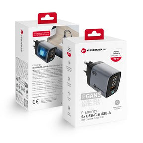 Incarcator retea Forcell F-Energy GaN III 70W, 2x USB-C PD, 1x USB-A, QC 4.0 - Default Title - NotebookGsm