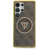Husa de protectie Guess IML Metal Glitter 4G Circle Triangle MagSafe (GUHMS25LHG4PRTGW) compatibil cu Samsung Galaxy S25 Ultra, Maro