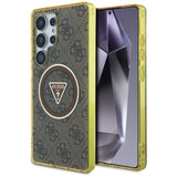 Husa de protectie Guess IML Metal Glitter 4G Circle Triangle MagSafe (GUHMS25LHG4PRTGW) compatibil cu Samsung Galaxy S25 Ultra, Maro