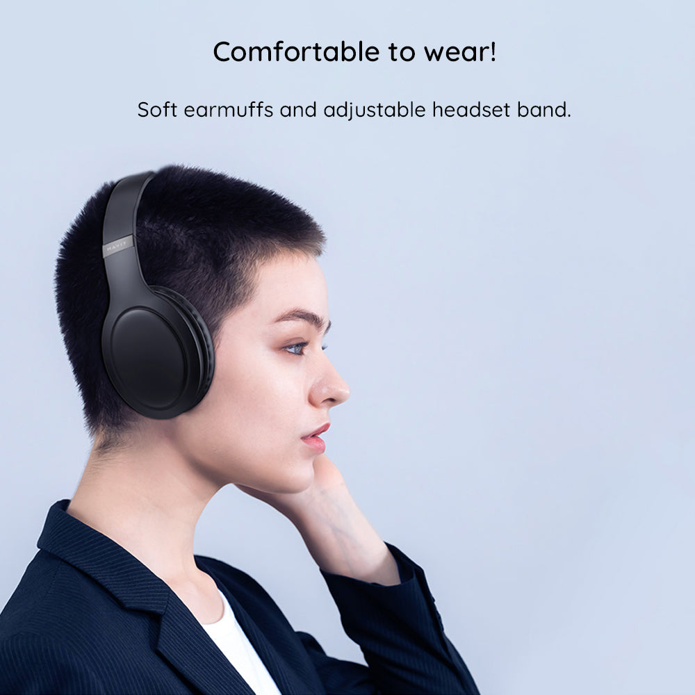 Casti Havit Wireless (H633BT), Bluetooth 5.1, 350mAh, Multipoint, HD Stereo Sound, Negru