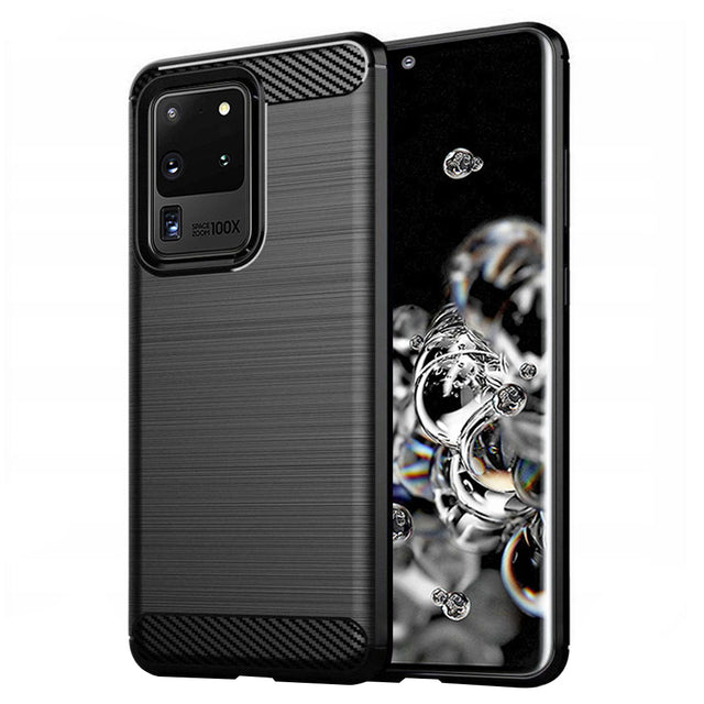 Husa de protectie Techsuit Carbon Silicone compatibil cu Samsung Galaxy S20 Ultra 4G / S20 Ultra 5G, Negru