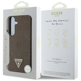 Husa de protectie Guess Peony Grained Hot Stamp Triangle Logo MagSafe (GUHMS25SPGBTMW) compatibil cu Samsung Galaxy S25, Maro