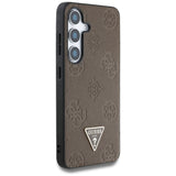 Husa de protectie Guess Peony Grained Hot Stamp Triangle Logo MagSafe (GUHMS25SPGBTMW) compatibil cu Samsung Galaxy S25, Maro