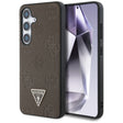Husa de protectie Guess Peony Grained Hot Stamp Triangle Logo MagSafe (GUHMS25SPGBTMW) compatibil cu Samsung Galaxy S25, Maro