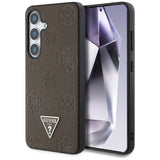 Husa de protectie Guess Peony Grained Hot Stamp Triangle Logo MagSafe (GUHMS25SPGBTMW) compatibil cu Samsung Galaxy S25, Maro