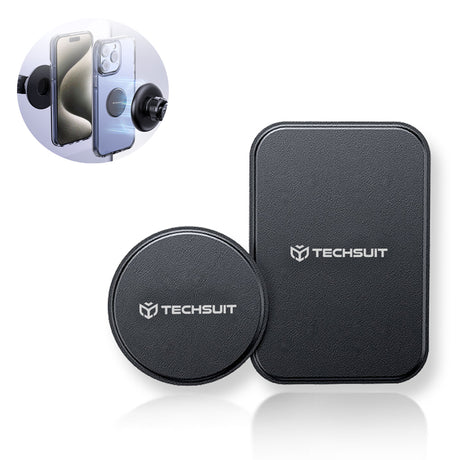 Suport Techsuit (set de 2) Metal Plate (MP02), with PU Leather Cover, Negru