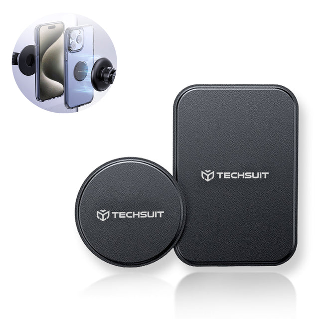 Suport Techsuit (set de 2) Metal Plate (MP02), with PU Leather Cover, Negru