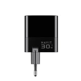 Incarcator Havit (UCLE001 EU), 2x USB, Type-C, 30W, GaN Technology, Negru