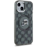 Husa de protectie Karl Lagerfeld IML MagSafe (KLHMP15MHMCKMHK) compatibil cu iPhone 15 Plus, Negru Monogram Karl&Choupette Head
