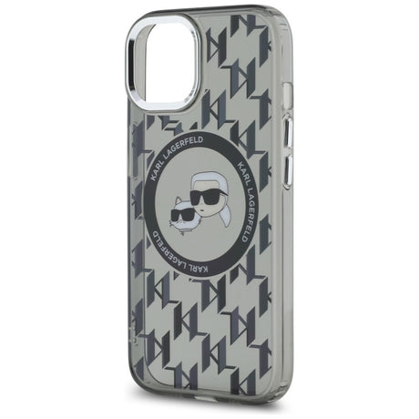 Husa de protectie Karl Lagerfeld IML MagSafe (KLHMP15MHMCKMHK) compatibil cu iPhone 15 Plus, Negru Monogram Karl&Choupette Head