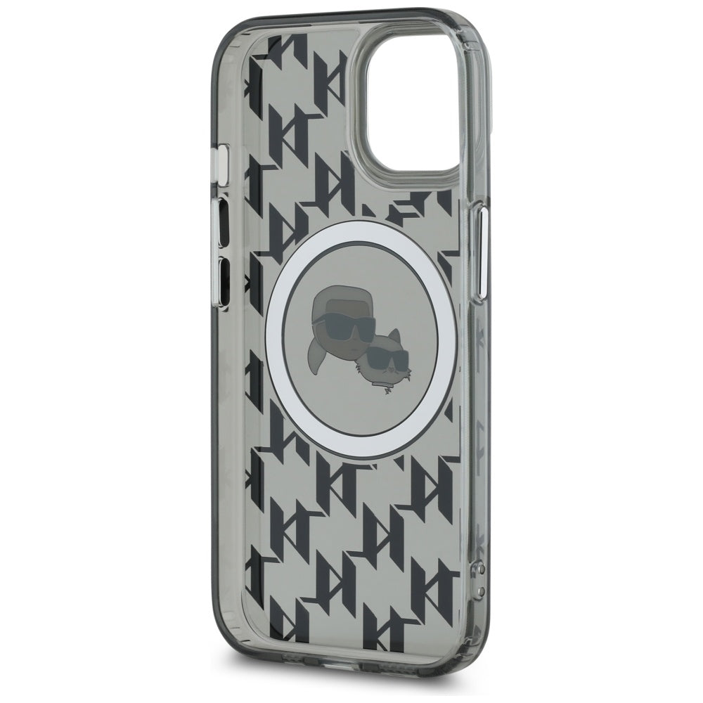 Husa de protectie Karl Lagerfeld IML MagSafe (KLHMP15SHMCKMHK) compatibil cu iPhone 15, Monogram Karl&Choupette Head