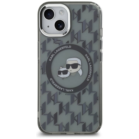 Husa de protectie Karl Lagerfeld IML MagSafe (KLHMP15SHMCKMHK) compatibil cu iPhone 15, Monogram Karl&Choupette Head