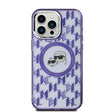 Husa de protectie Karl Lagerfeld IML MagSafe (KLHMP15SHMCKMHU) compatibil cu iPhone 15, Mov Monogram Karl&Choupette Head