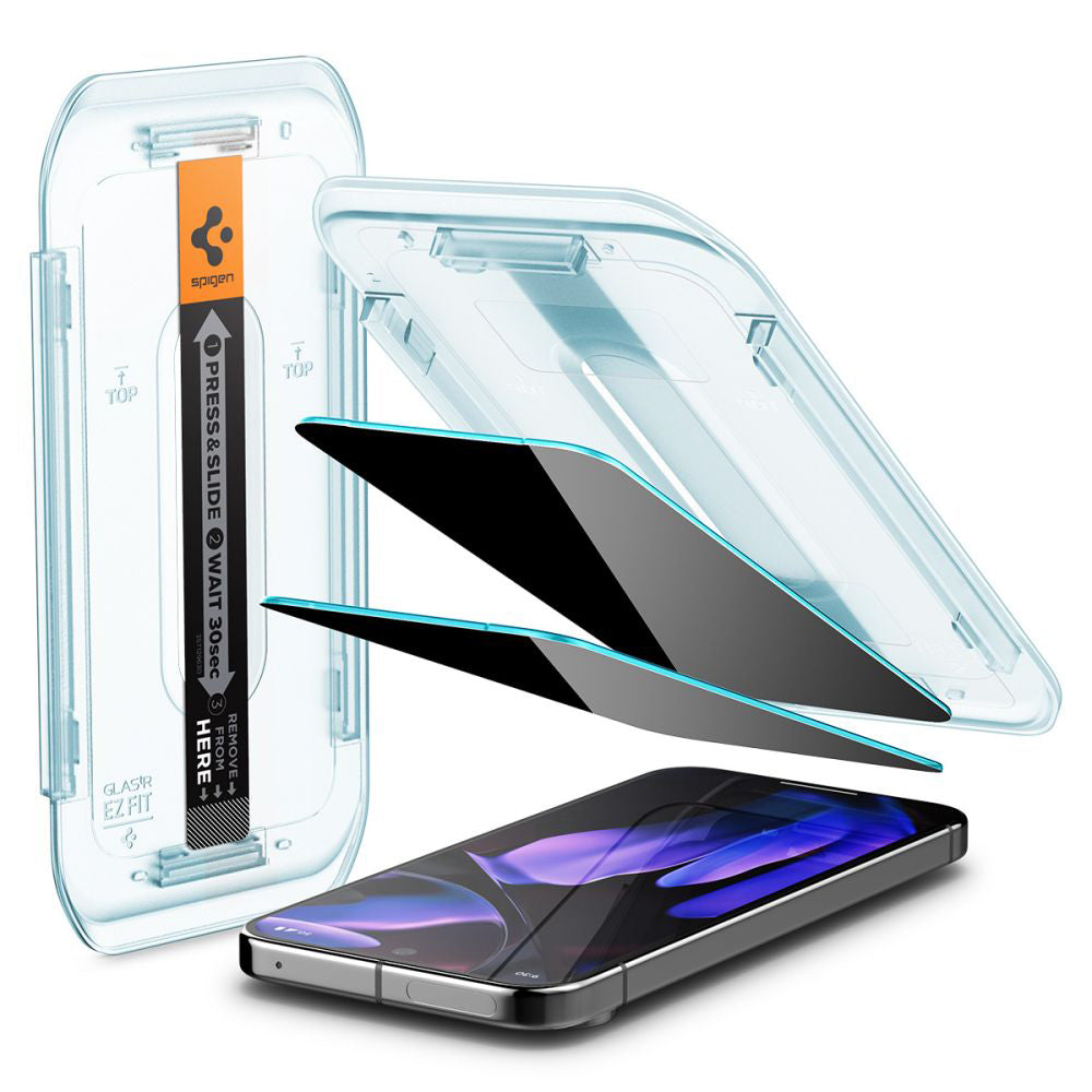 Folie de protectie Spigen (set de 2) Glas.tR EZ-FIT (AGL09312) compatibil cu Google Pixel 9 / 9 Pro, Privacy