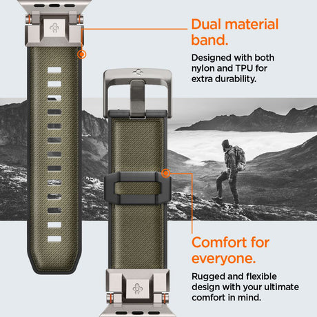 Accesoriu smartwatch Spigen DuraPro Armor (AMP09102) compatibil cu Apple Watch 1/2/3/4/5/6/7/8/9/10/11/SE/SE 2/SE 3/ Ultra/Ultra 2/Ultra 3 (42/44/45/46/49mm), Military Green