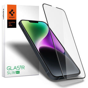 Folie de protectie Spigen Glas.tR Slim (AGL03392) compatibil cu iPhone 13 / iPhone 13 Pro / iPhone 14 / iPhone 16e / iPhone 17e, Negru