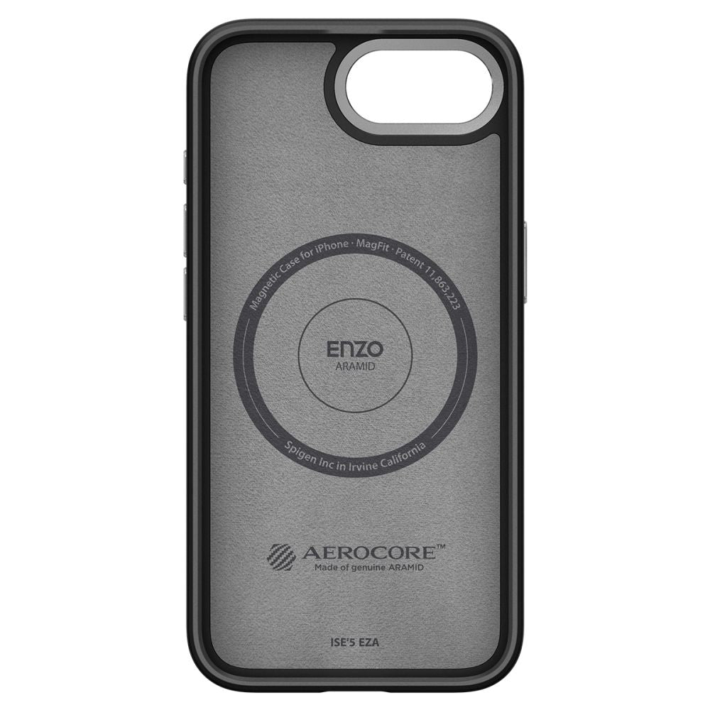 Husa de protectie Spigen Enzo Aramid MagSafe (ACS09153) compatibil cu iPhone 16e / iPhone 17e, Negru Mat