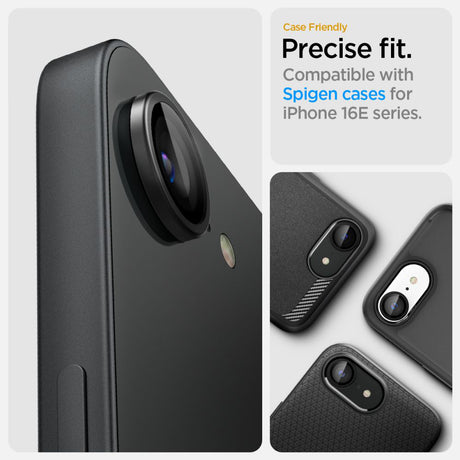 Folie de protectie Spigen (set de 2) Optik.tR EZ Fit Pro Camera Glass (AGL09279) compatibil cu iPhone 16e / iPhone 17e, Negru