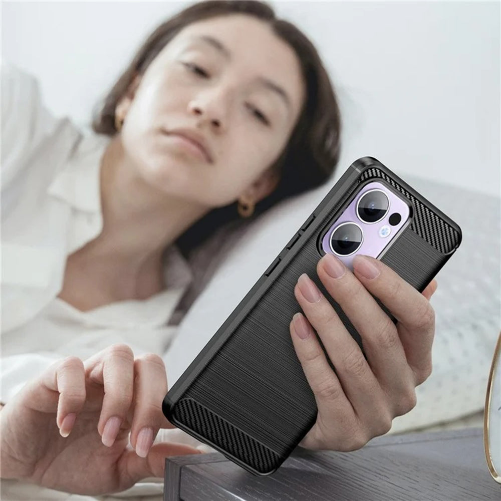 Husa de protectie Techsuit Carbon Silicone compatibil cu Oppo Reno13 Pro, Negru