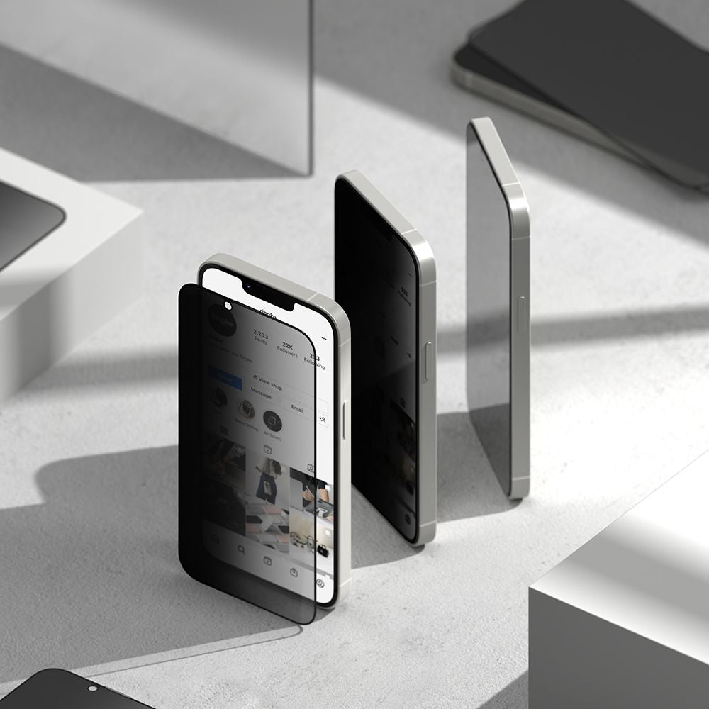 Folie de protectie Ringke Easy Slide Privacy Tempered Glass (set de 2) compatibil cu iPhone 16e / iPhone 17e, Negru