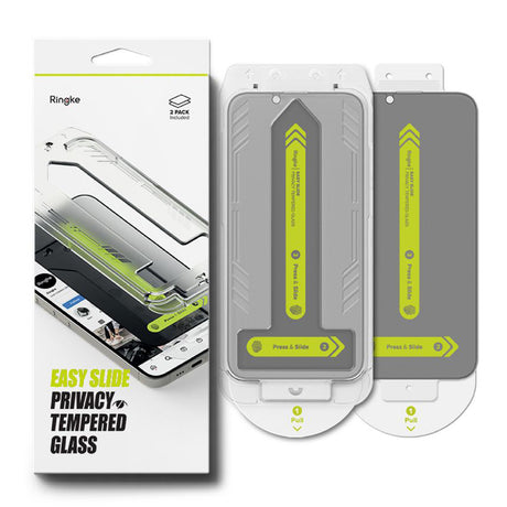 Folie de protectie Ringke Easy Slide Privacy Tempered Glass (set de 2) compatibil cu iPhone 16e / iPhone 17e, Negru