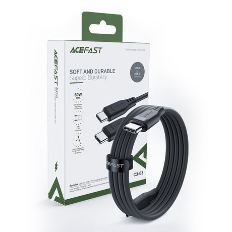 Cablu Acefast (C3-03), Type-C to Type-C, 60W, 3A, 480Mb/s, Fast Charging, 1.2m, Negru