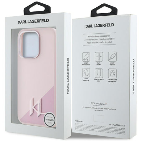Husa de protectie Karl Lagerfeld Silicone MagSafe (KLHMP15LSCMKMPCP) compatibil cu iPhone 15 Pro, Roz Shadow Metal Initial