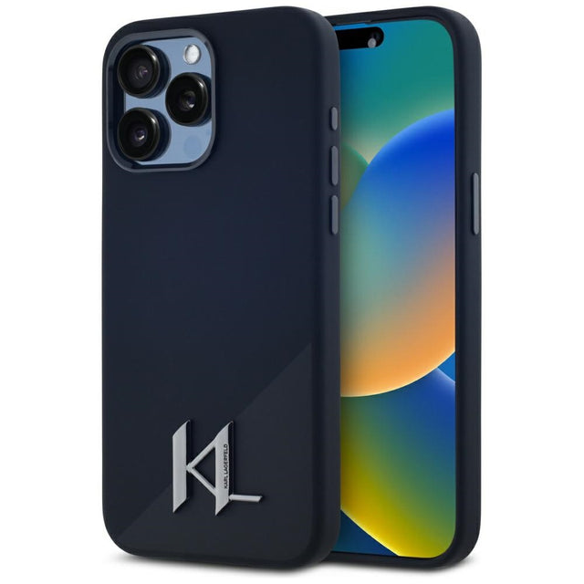 Husa de protectie Karl Lagerfeld Silicone MagSafe (KLHMP15LSCMKMPCK) compatibil cu iPhone 15 Pro, Shadow Metal Initial