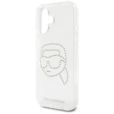 Husa de protectie Karl Lagerfeld IML Rhinestones (KLHCP16SHKHDCELT) compatibil cu iPhone 16, Karl Head Transparent