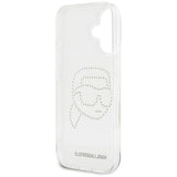 Husa de protectie Karl Lagerfeld IML Rhinestones (KLHCP16SHKHDCELT) compatibil cu iPhone 16, Karl Head Transparent