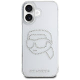 Husa de protectie Karl Lagerfeld IML Rhinestones (KLHCP16SHKHDCELT) compatibil cu iPhone 16, Karl Head Transparent