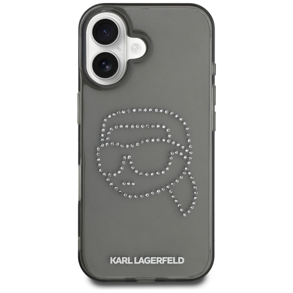 Husa de protectie Karl Lagerfeld IML Rhinestones (KLHCP16SHKHDCELK) compatibil cu iPhone 16, Karl Head