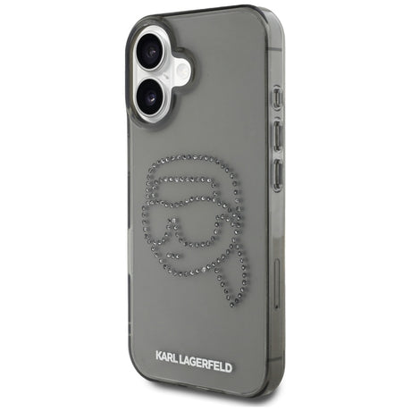 Husa de protectie Karl Lagerfeld IML Rhinestones (KLHCP16SHKHDCELK) compatibil cu iPhone 16, Karl Head