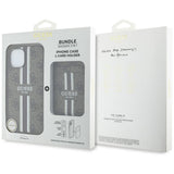 Husa de protectie Guess Cardslot 4G Stripes MagSafe (GUBPHCP15SP4RPSW) compatibil cu iPhone 15, Maro