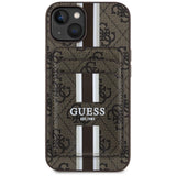Husa de protectie Guess Cardslot 4G Stripes MagSafe (GUBPHCP15SP4RPSW) compatibil cu iPhone 15, Maro