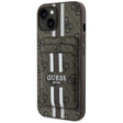Husa de protectie Guess Cardslot 4G Stripes MagSafe (GUBPHCP15SP4RPSW) compatibil cu iPhone 15, Maro