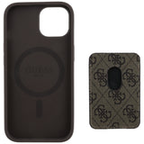 Husa de protectie Guess Cardslot 4G Stripes MagSafe (GUBPHCP15SP4RPSW) compatibil cu iPhone 15, Maro