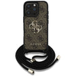 Husa de protectie Guess Hardcase 4G Big Logo with Cord Strap (GUHCP16LP4GMGCRW) compatibil cu iPhone 16 Pro, Maro