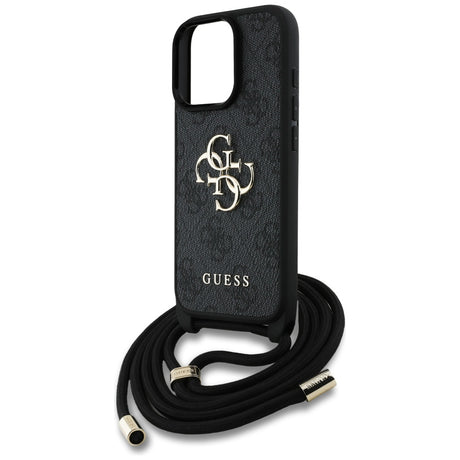 Husa de protectie Guess Hardcase 4G Big Logo with Cord Strap (GUHCP16LP4GMGCRK) compatibil cu iPhone 16 Pro, Negru