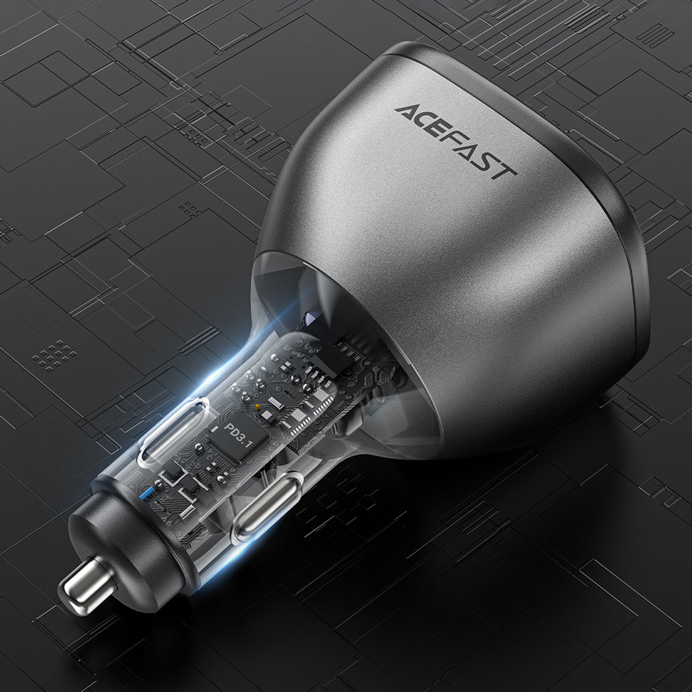 Incarcator Acefast Car (B14), 2x USB-C, USB, 165W, Fast Charging, Intelligent Temperature Control, Negru