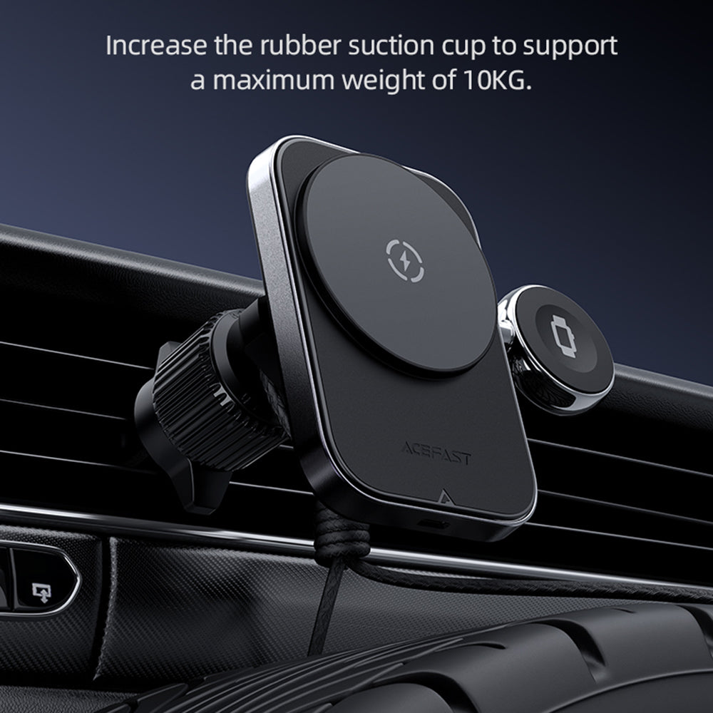 Suport Acefast with Wireless Charging (D18), for iPhone, 2in1 Wireless Fast Charging, for Air Vant, Lock Clip, Negru